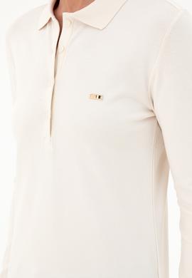 Kadın Krem Basic Polo Yaka Sweatshirt - 50296941025