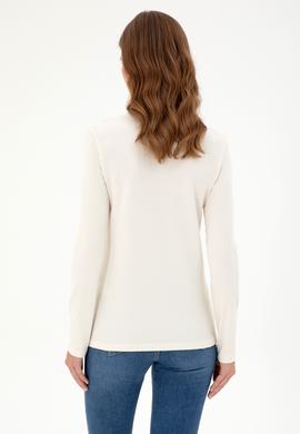 Kadın Krem Basic Polo Yaka Sweatshirt - 50296941025