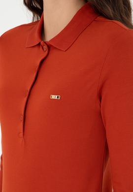 Kadın Kiremit Basic Polo Yaka Sweatshirt - 50296941053