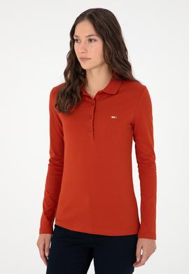 Kadın Kiremit Basic Polo Yaka Sweatshirt - 50296941053