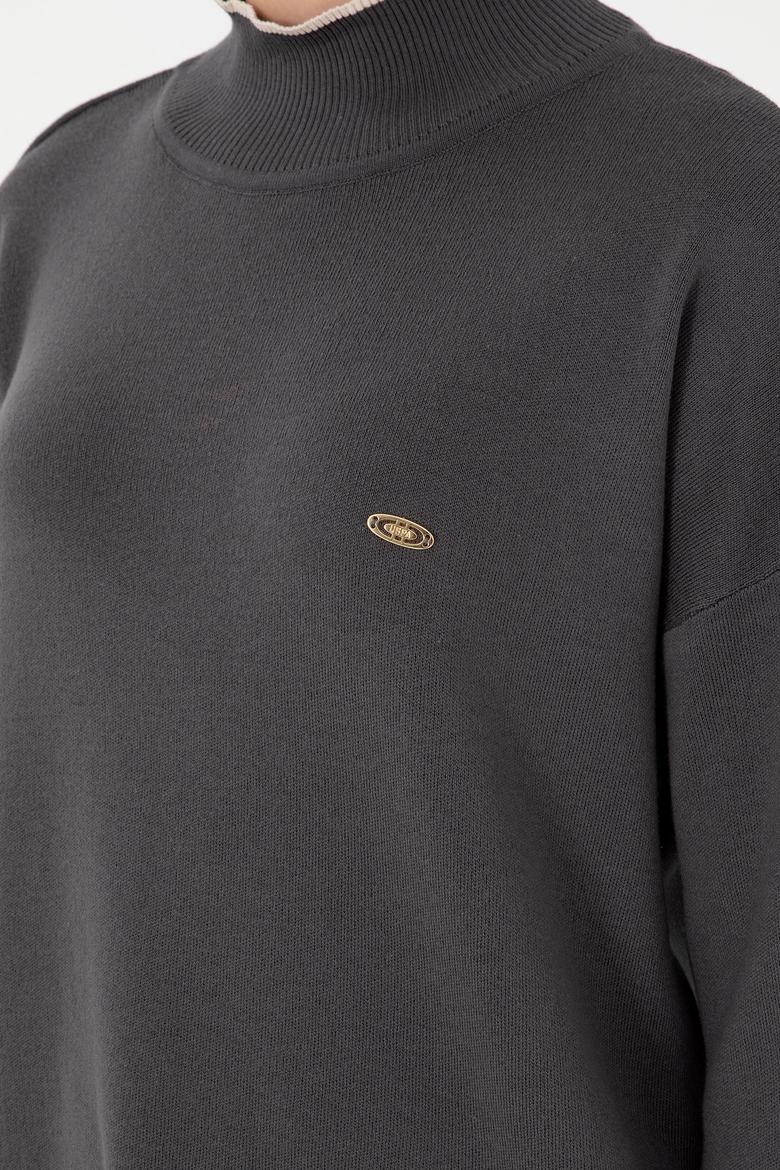 Kadın Antrasit Balıkçı Yaka Kazak - 50297069030