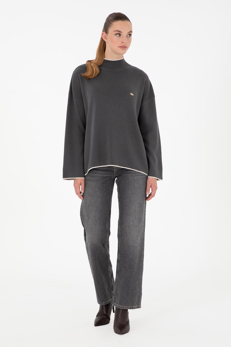 Kadın Antrasit Balıkçı Yaka Kazak - 50297069030