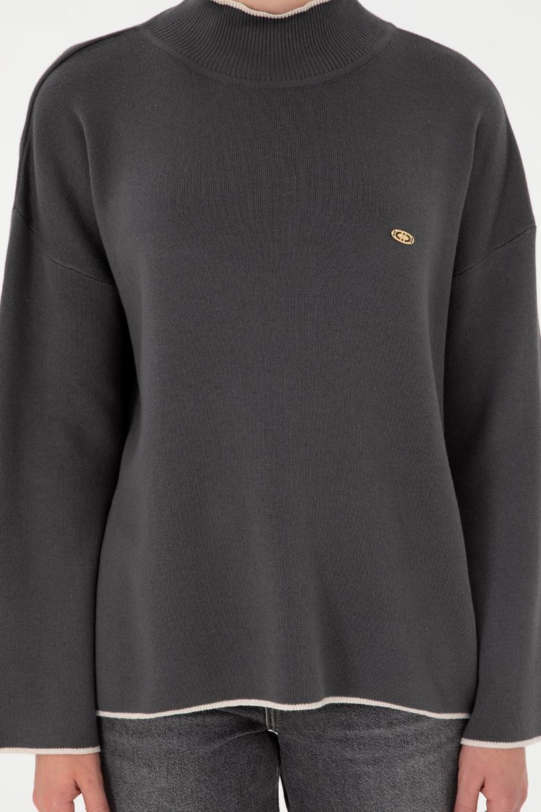 Kadın Antrasit Balıkçı Yaka Kazak - 50297069030