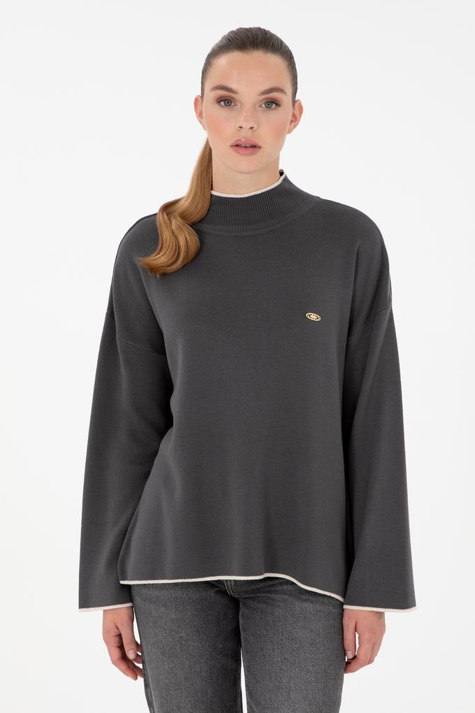 Kadın Antrasit Balıkçı Yaka Kazak