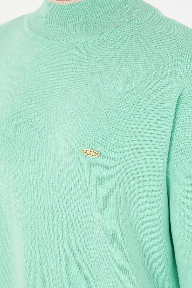 Kadın Mint Balıkçı Yaka Kazak