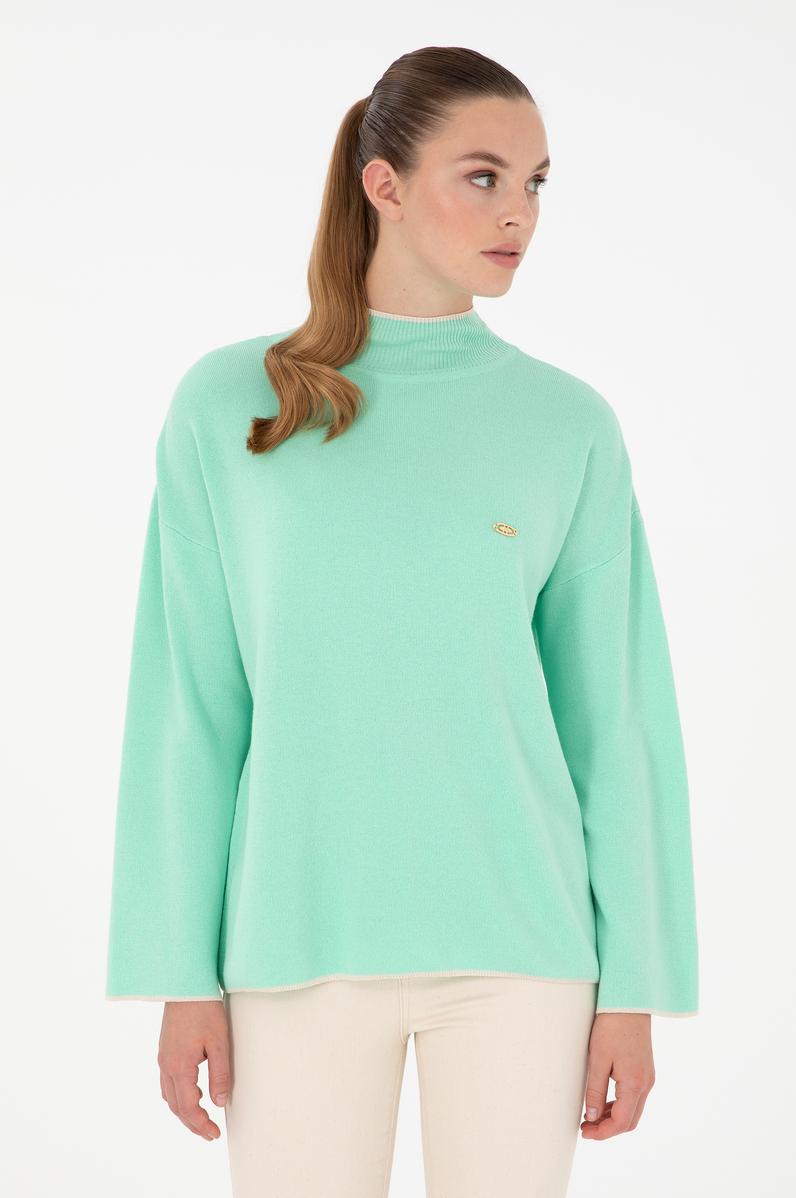 Kadın Mint Balıkçı Yaka Kazak