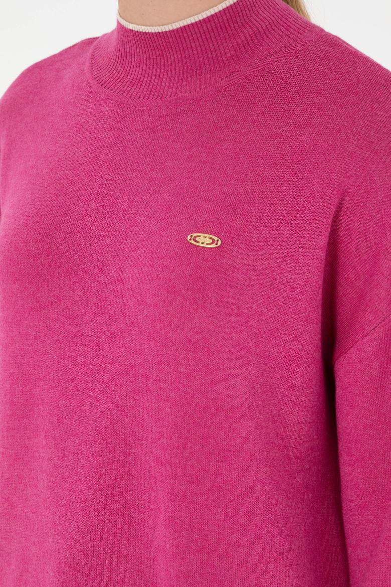 Kadın Fuşya  Balıkçı Yaka Kazak - 50297069036