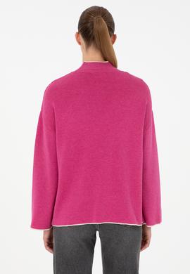 Kadın Fuşya  Balıkçı Yaka Kazak - 50297069036