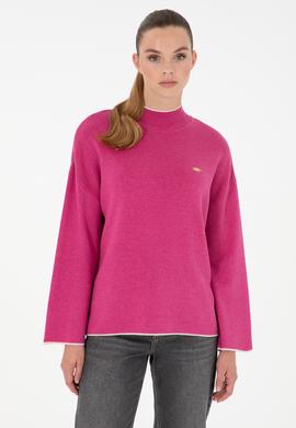 Kadın Fuşya  Balıkçı Yaka Kazak - 50297069036