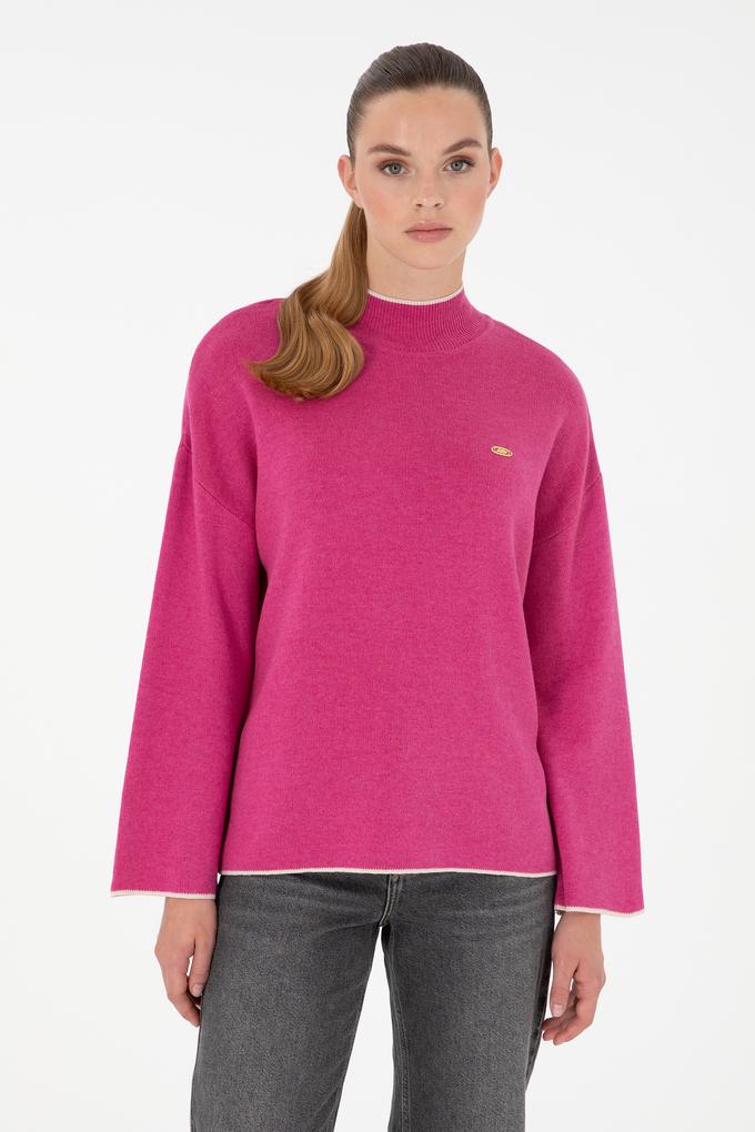 Kadın Fuşya  Balıkçı Yaka Kazak