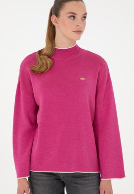 Kadın Fuşya  Balıkçı Yaka Kazak - 50297069036