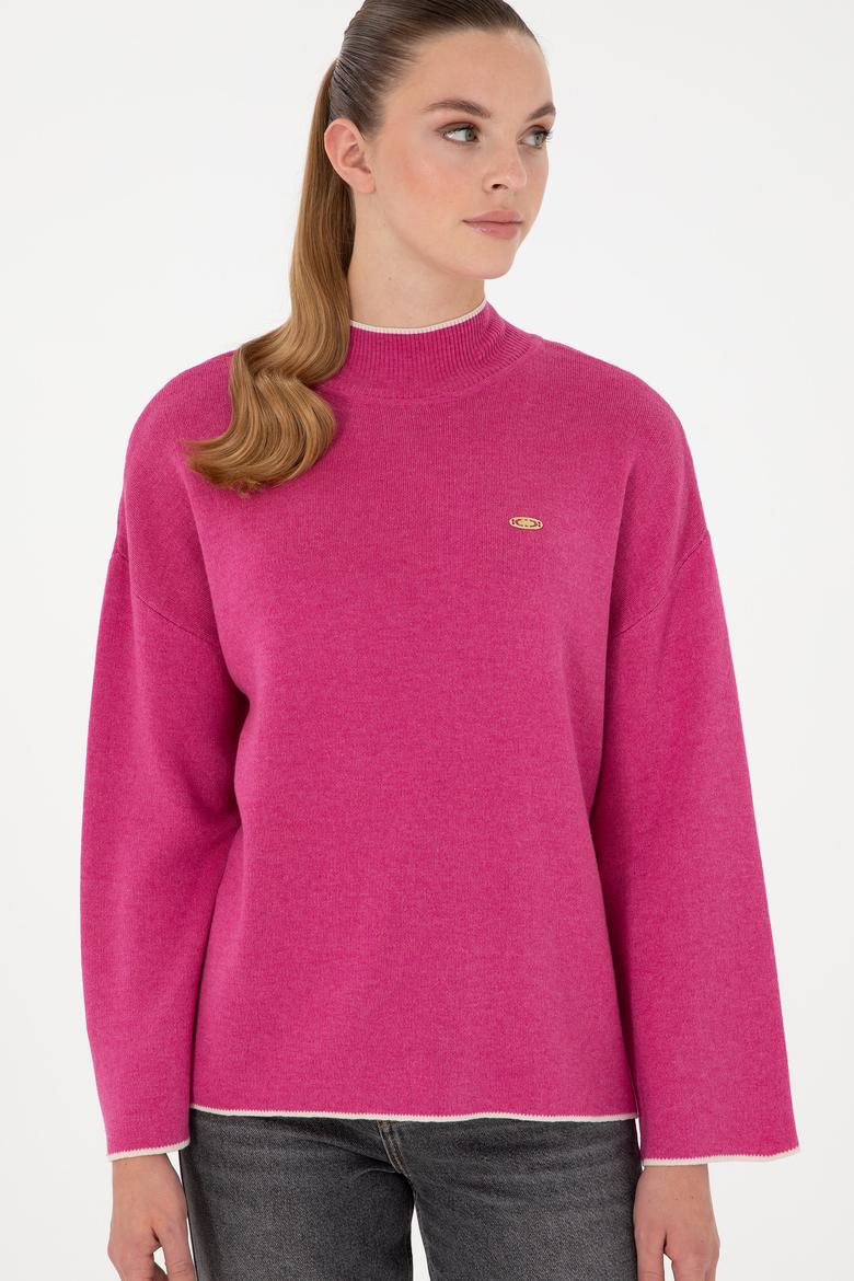 Kadın Fuşya  Balıkçı Yaka Kazak - 50297069036