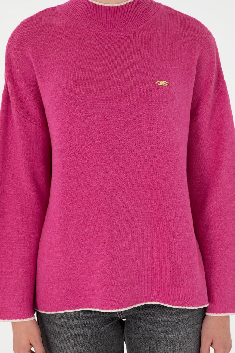 Kadın Fuşya  Balıkçı Yaka Kazak - 50297069036