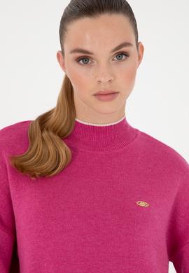 Kadın Fuşya  Balıkçı Yaka Kazak - 50297069036