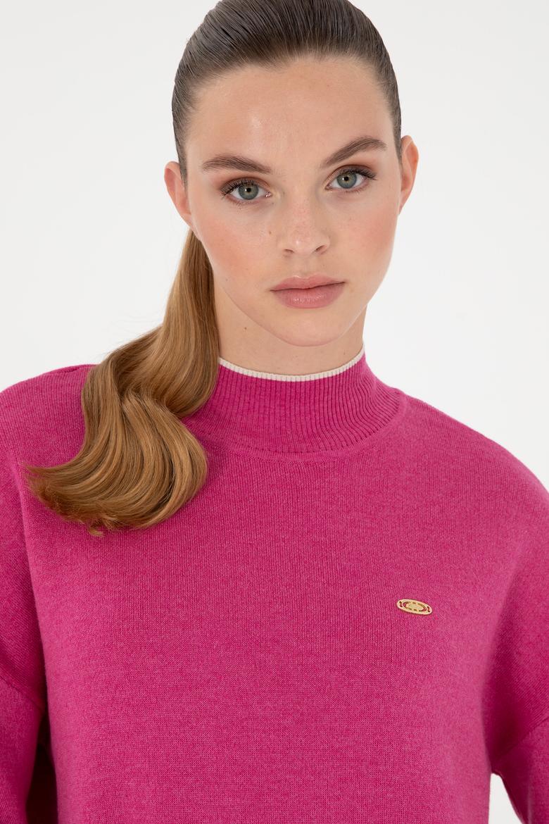 Kadın Fuşya  Balıkçı Yaka Kazak - 50297069036