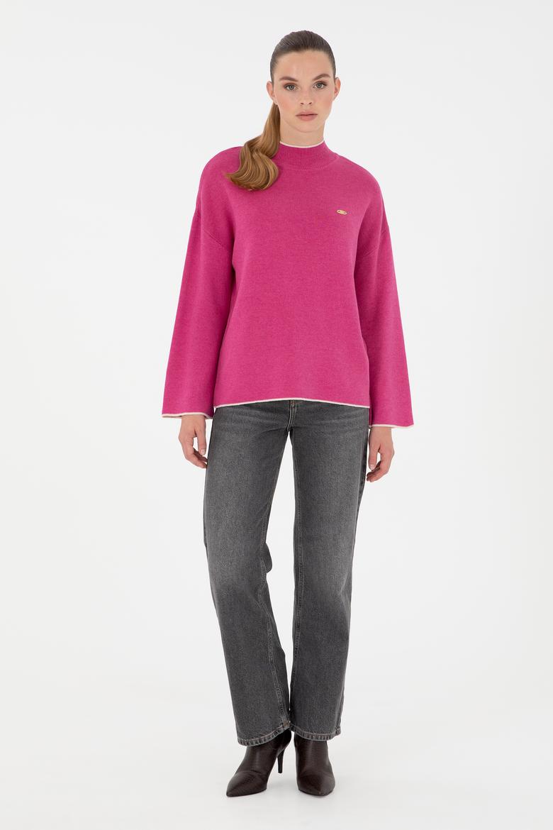 Kadın Fuşya  Balıkçı Yaka Kazak - 50297069036