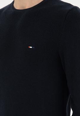 Erkek Slim Fit Bisiklet Yaka Lacivert Basic Kazak - 50298282027