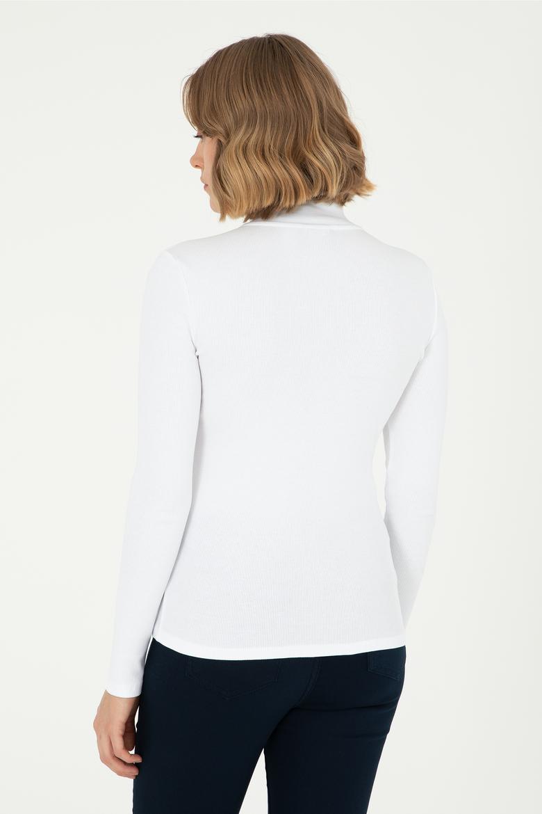 Kadın Beyaz Dik Yaka Sweatshirt - 50299040005