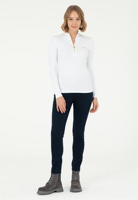 Kadın Beyaz Dik Yaka Sweatshirt - 50299040005