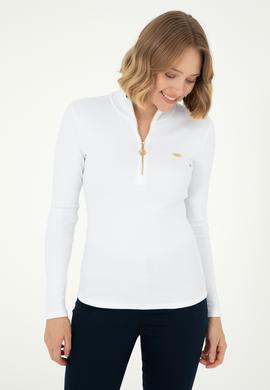 Kadın Beyaz Dik Yaka Sweatshirt - 50299040005