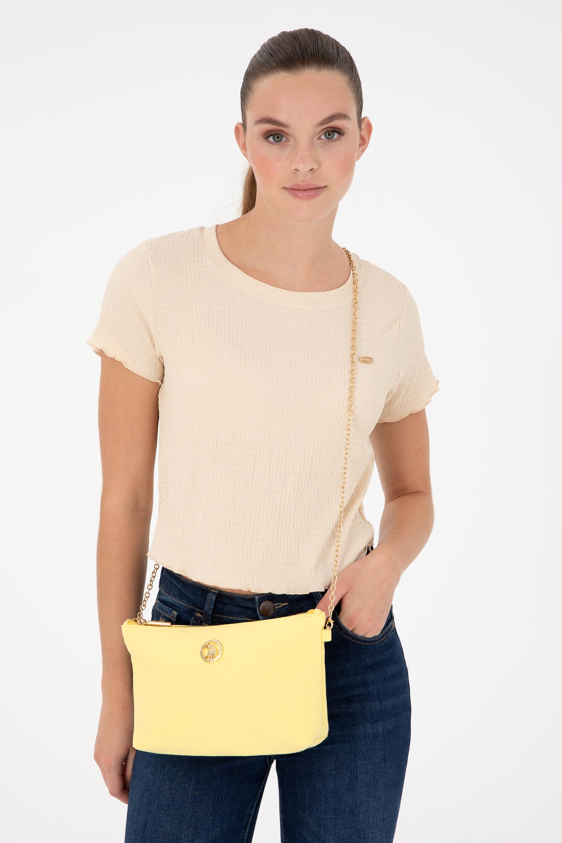 Kadın Sarı Çıkarılabilir Askılı Kanvas El Çantası