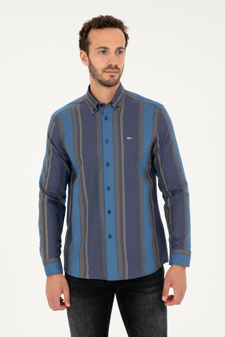 Erkek Lacivert Uzun Kollu Gömlek