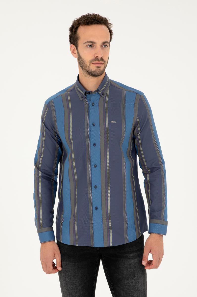 Erkek Lacivert Uzun Kollu Gömlek