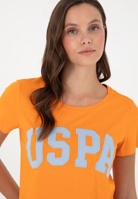 Kadın Turuncu Bisiklet Yaka Basic Tişört - 50280036015