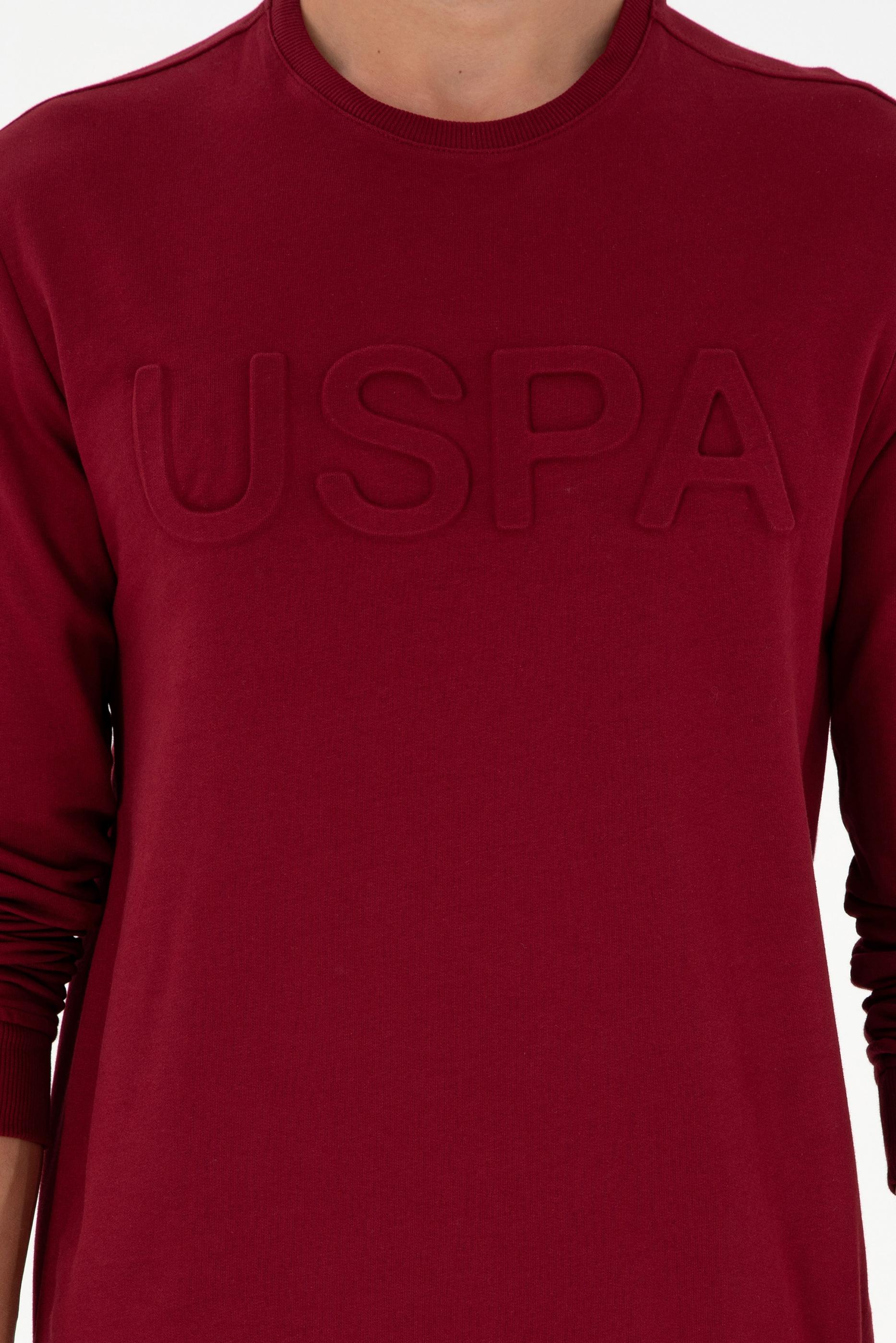 Erkek Regular Fit Bisiklet Yaka Bordo Basic Sweatshirt