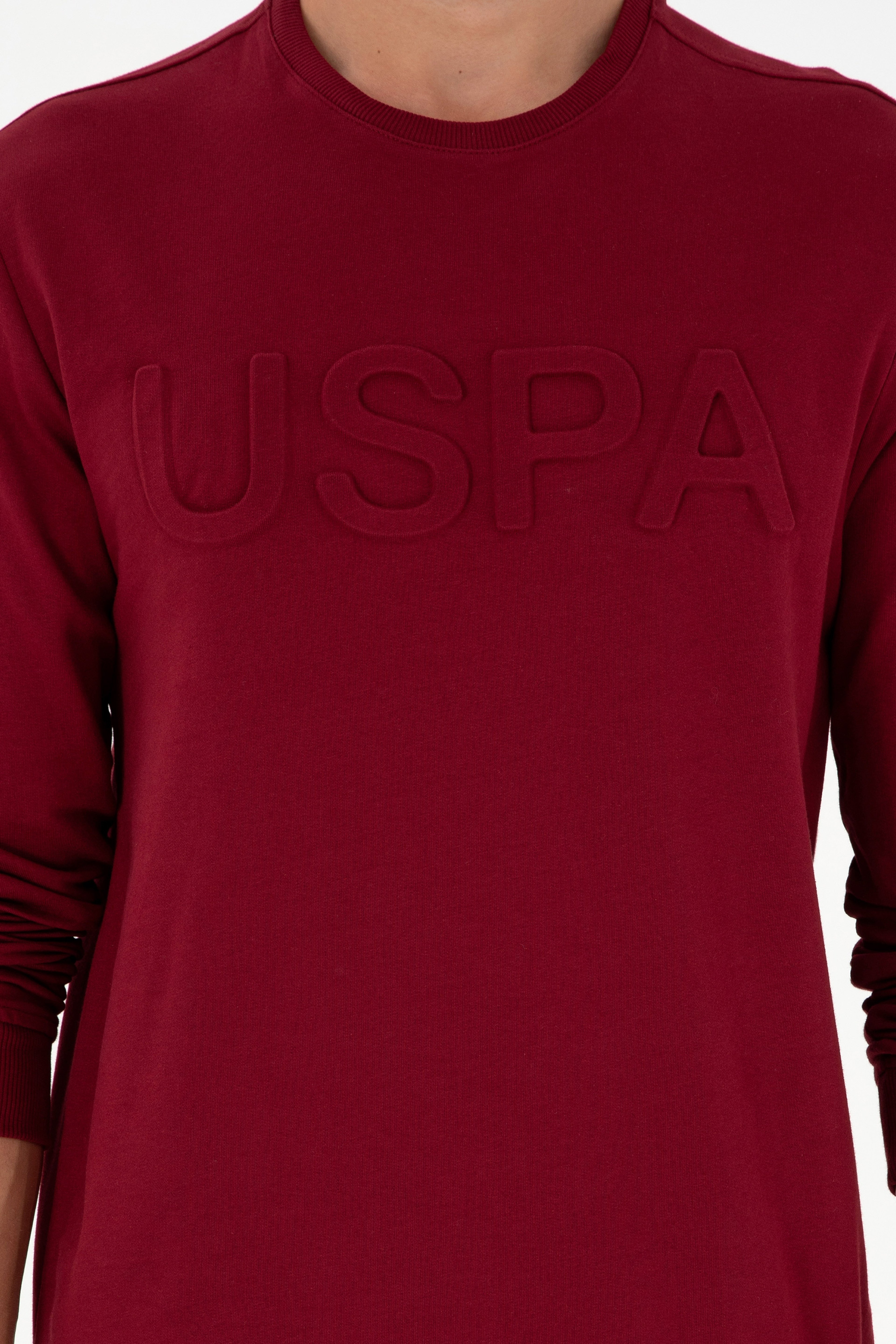 Erkek Regular Fit Bisiklet Yaka Bordo Basic Sweatshirt - Image 6