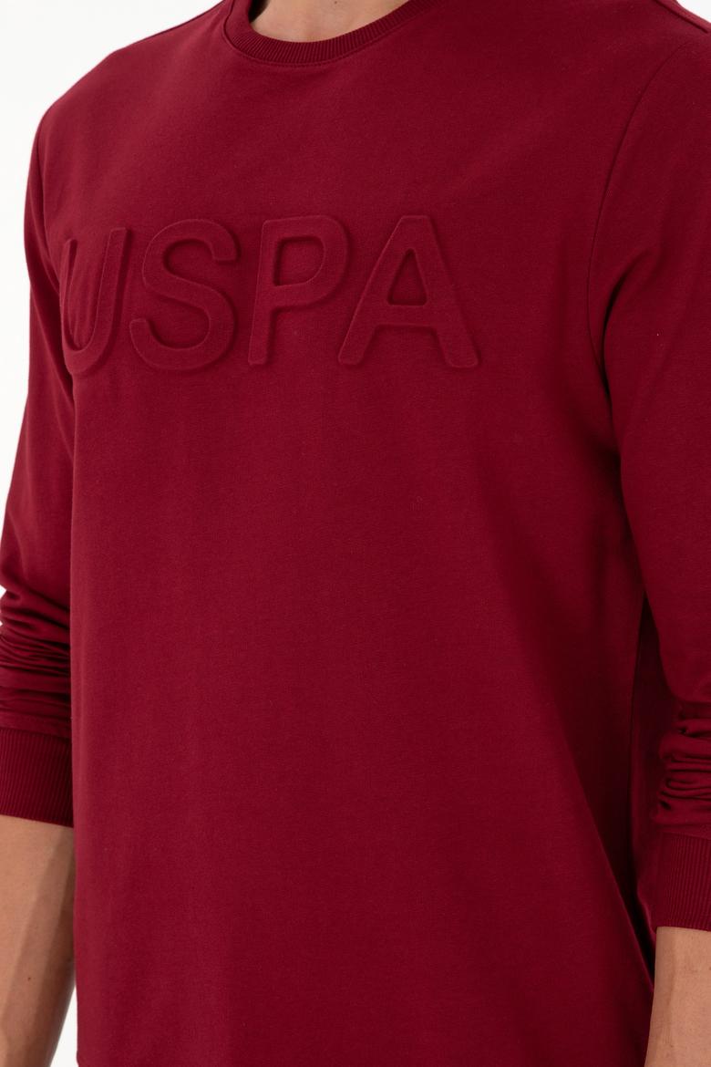 Erkek Regular Fit Bisiklet Yaka Bordo Basic Sweatshirt - 50289058047