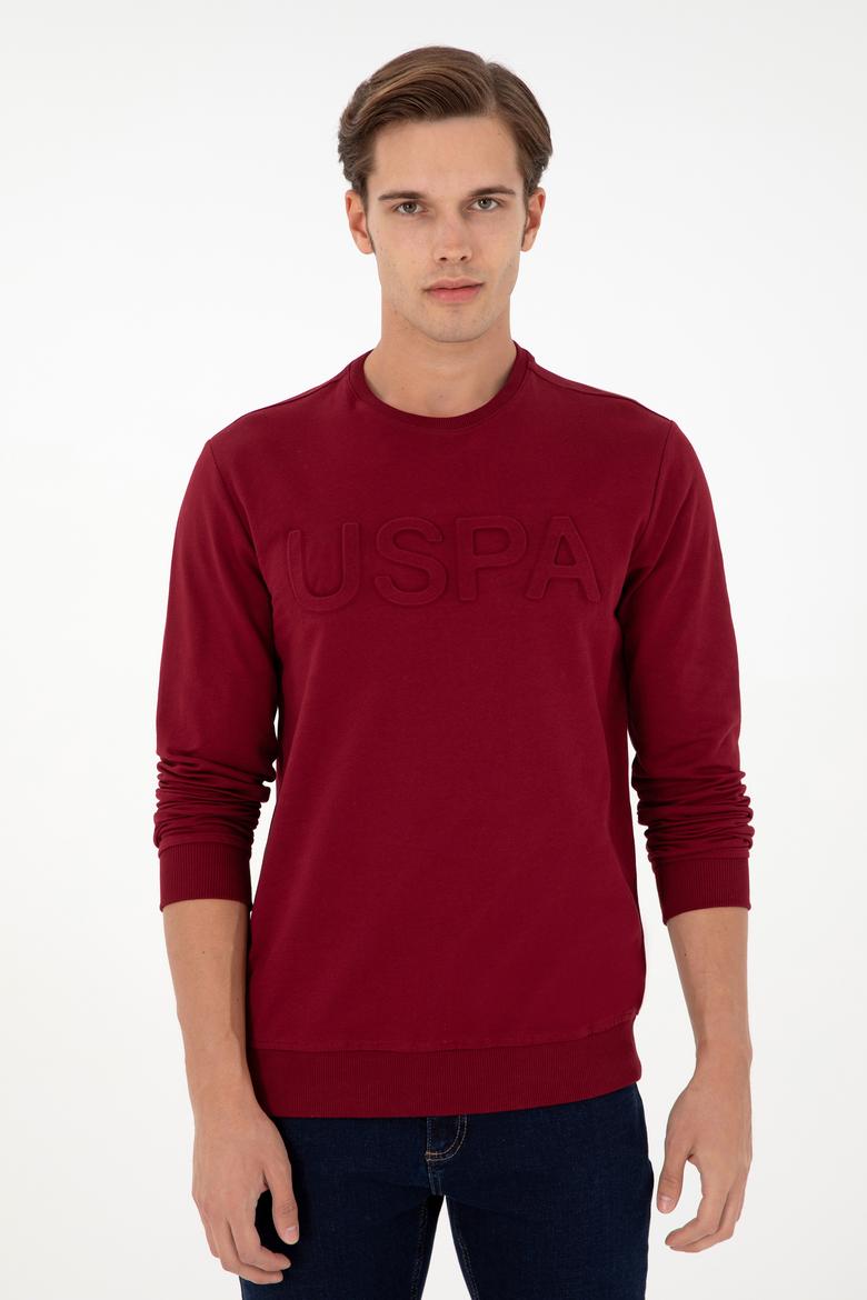 Erkek Regular Fit Bisiklet Yaka Bordo Basic Sweatshirt - 50289058047