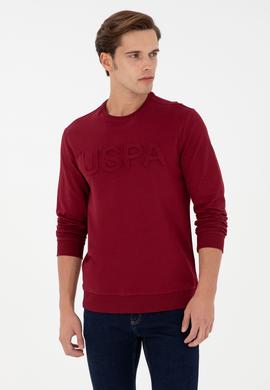 Erkek Regular Fit Bisiklet Yaka Bordo Basic Sweatshirt - 50289058047