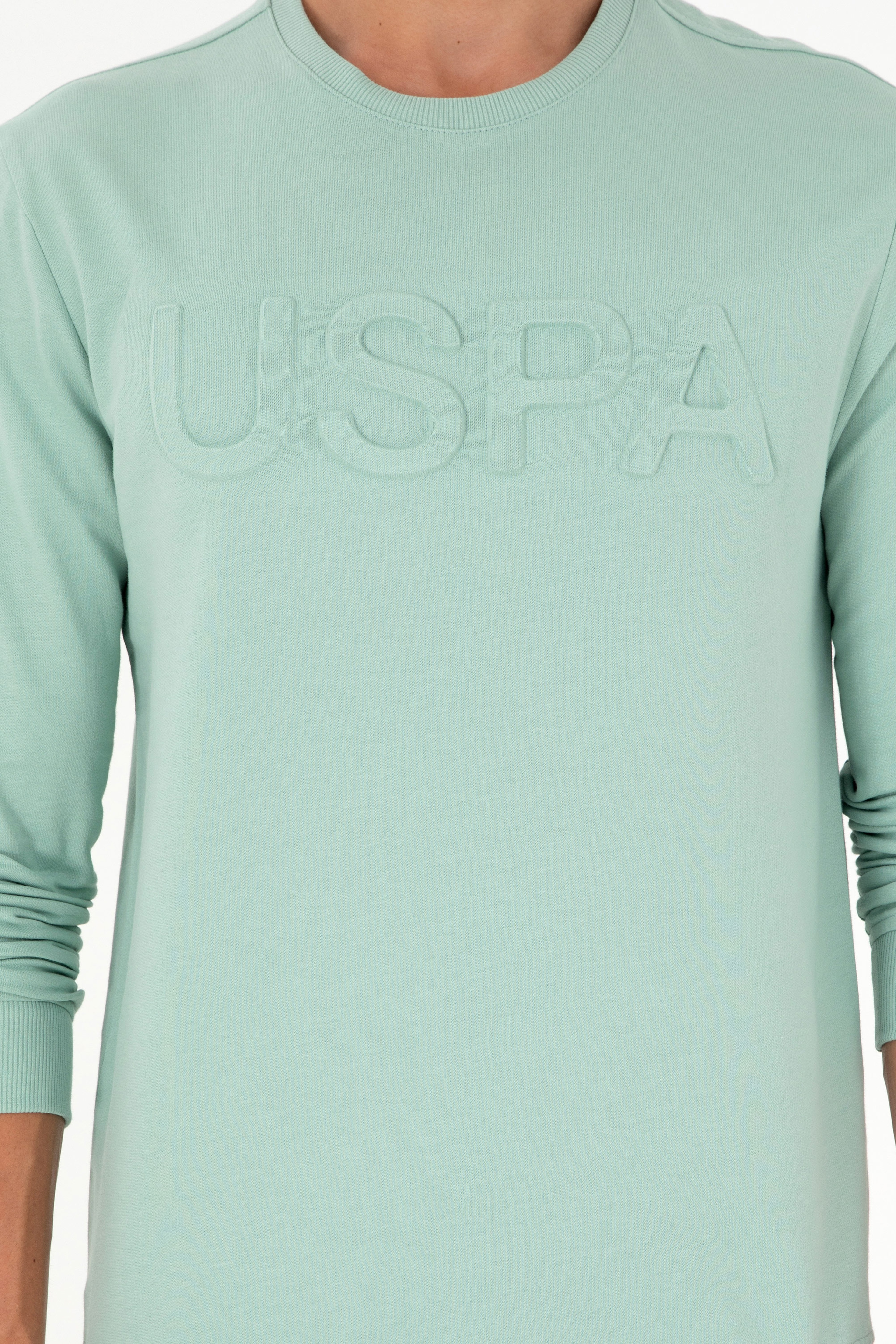 Erkek Su Yeşili Basic Sweatshirt - Image 6