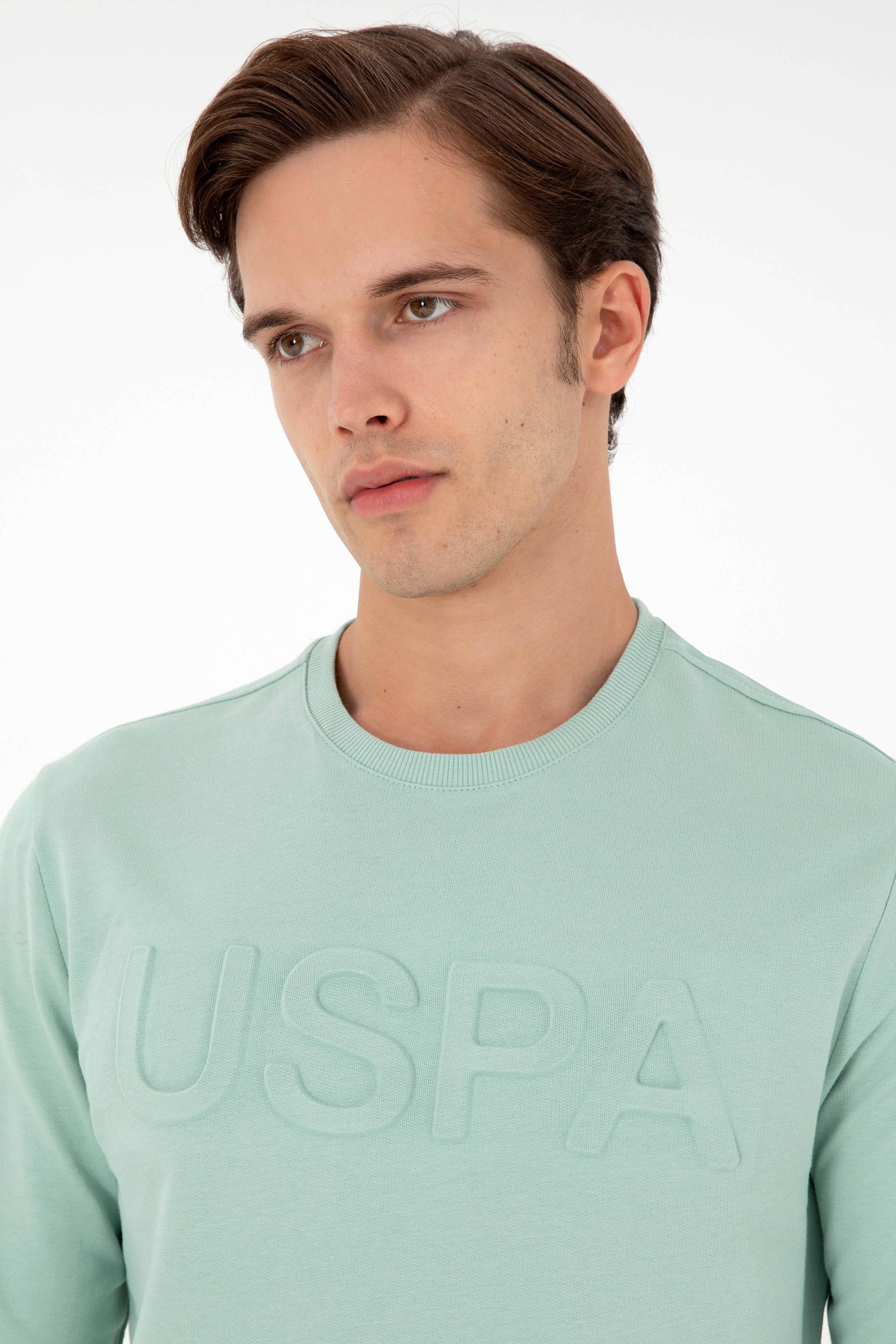 Erkek Su Yeşili Basic Sweatshirt - Image 2