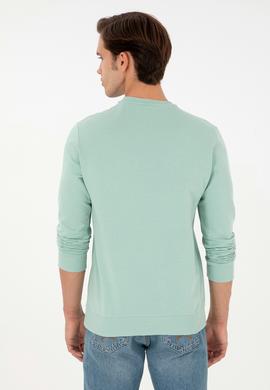 Erkek Su Yeşili Basic Sweatshirt - 50289058226