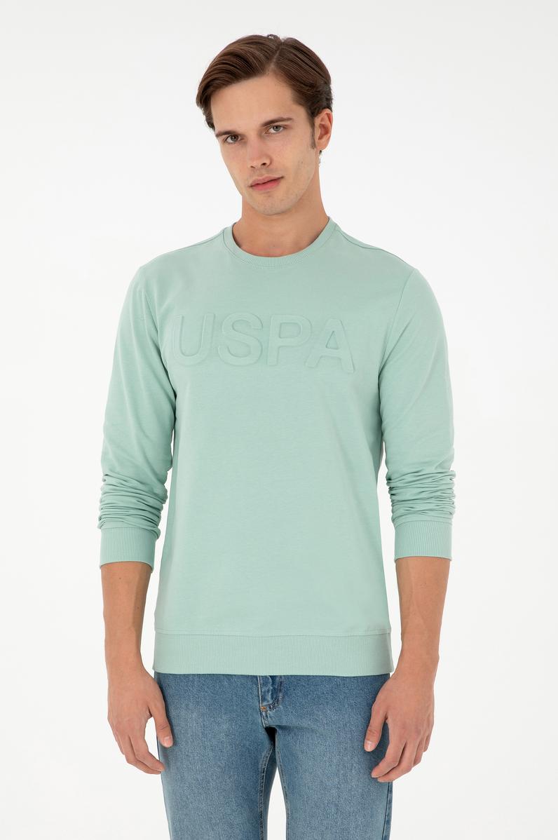 Erkek Su Yeşili Basic Sweatshirt