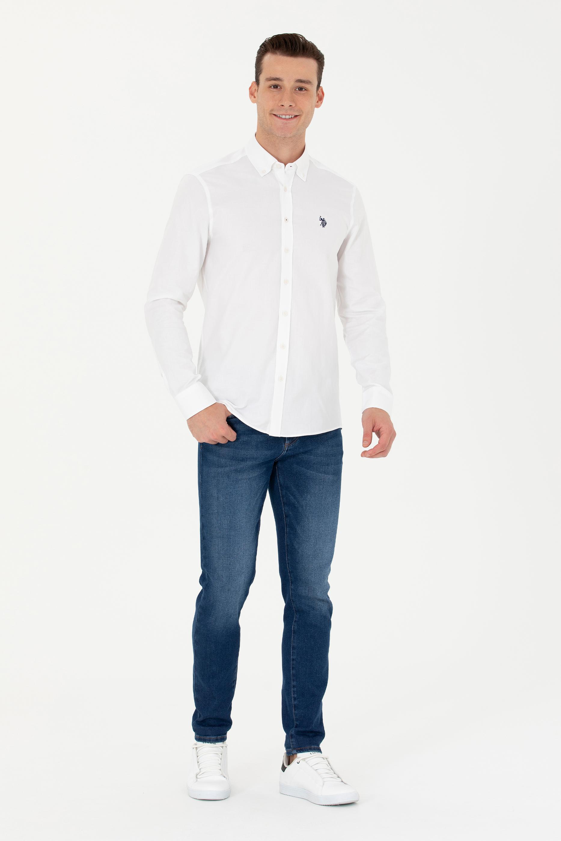 Erkek Beyaz Uzun Kollu Basic Gömlek