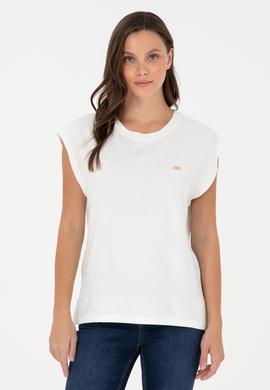 Kadın Ekru Bisiklet Yaka Tişört - 50281947006