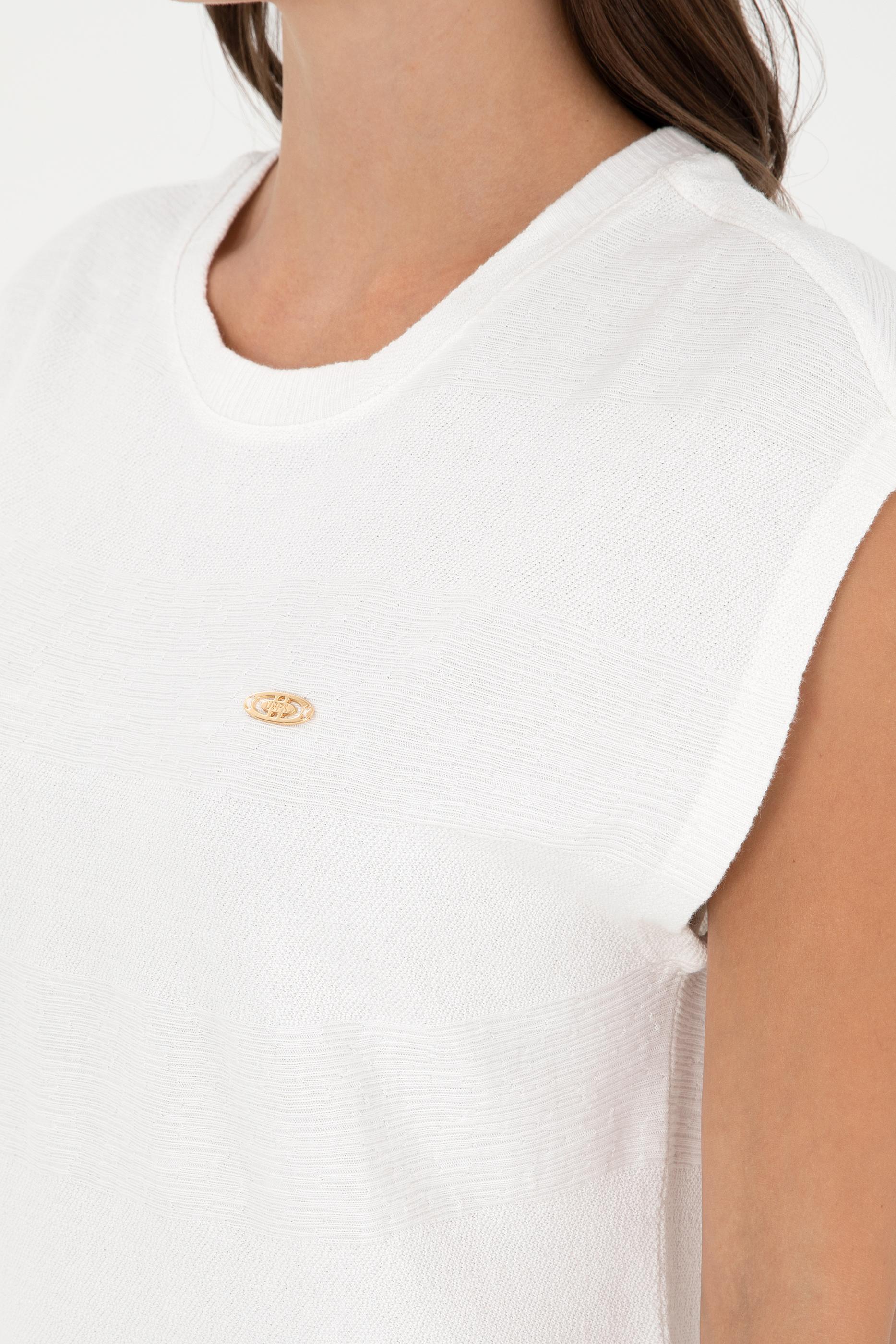 Kadın Ekru Bisiklet Yaka Tişört