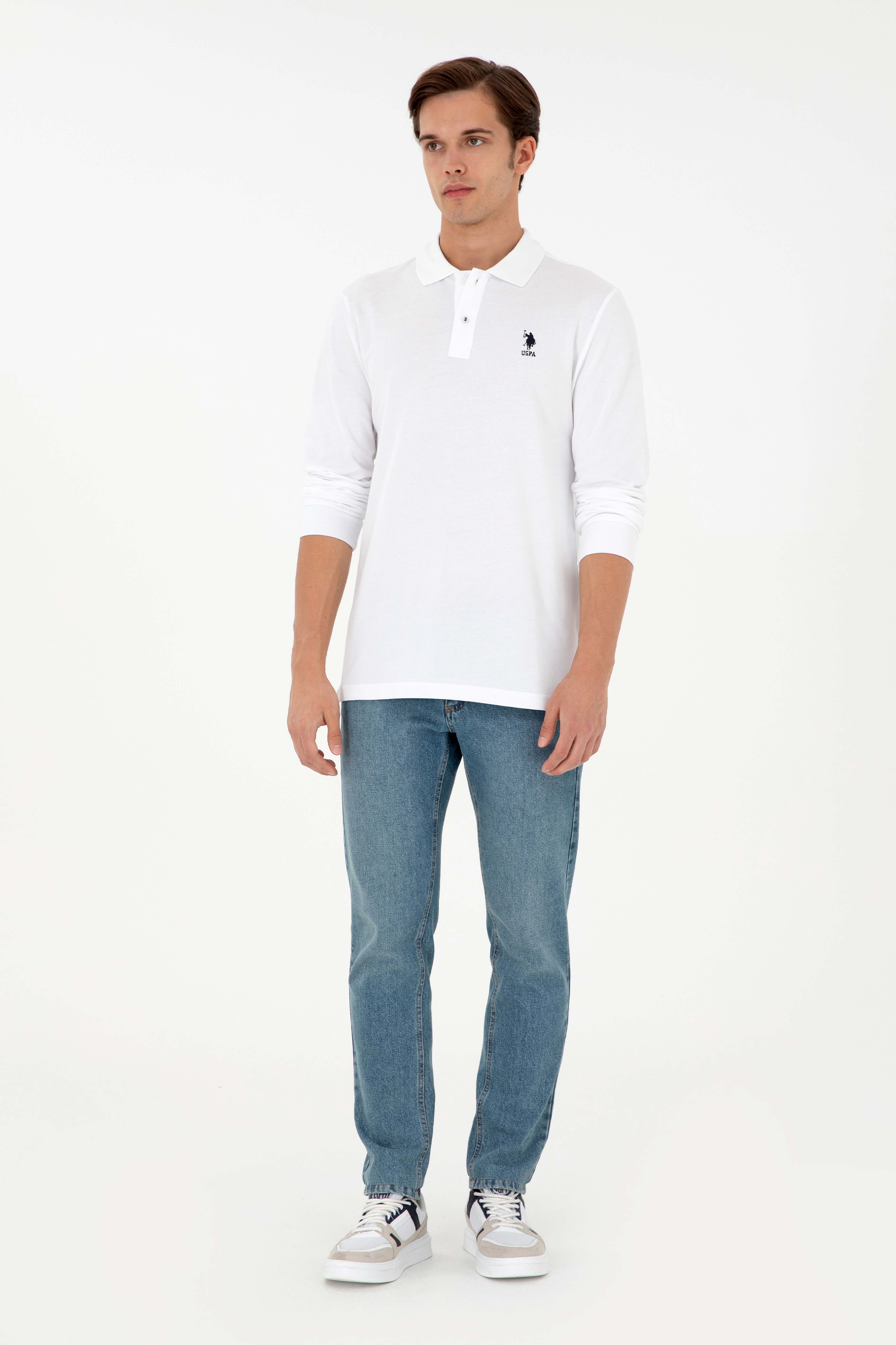 Erkek Beyaz Basic Sweatshirt