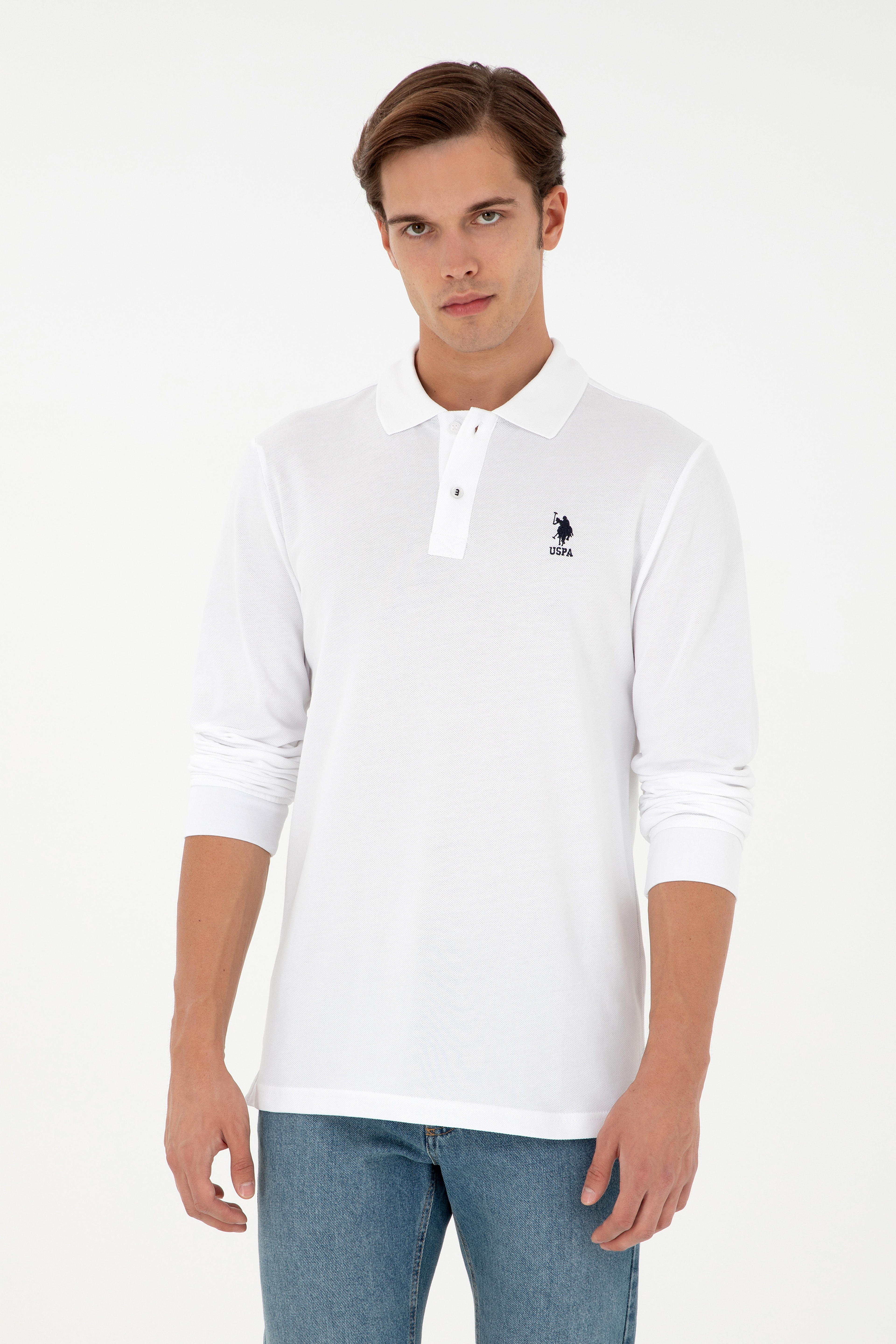 Erkek Beyaz Basic Sweatshirt - Image 1