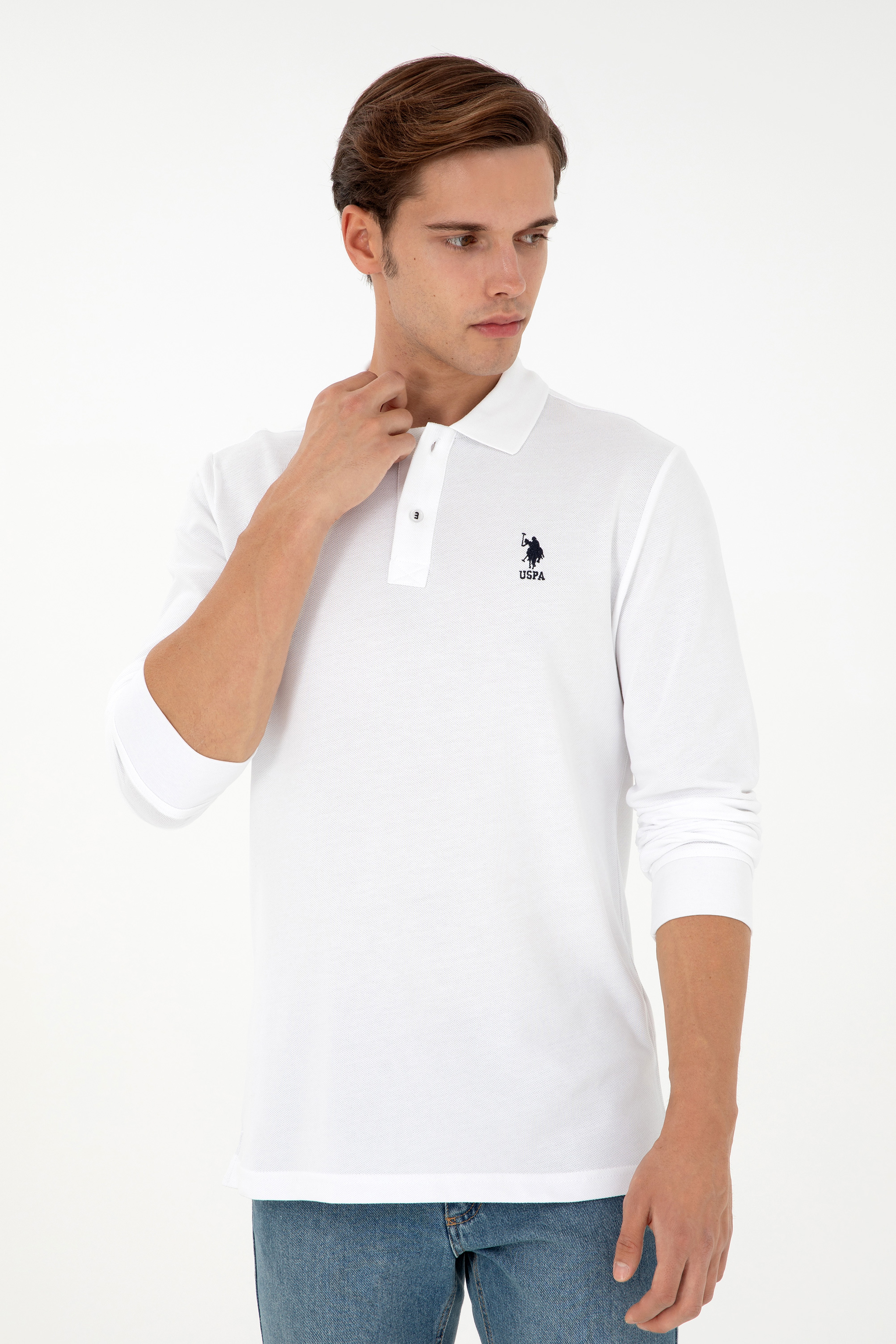 Erkek Beyaz Basic Sweatshirt - Image 3