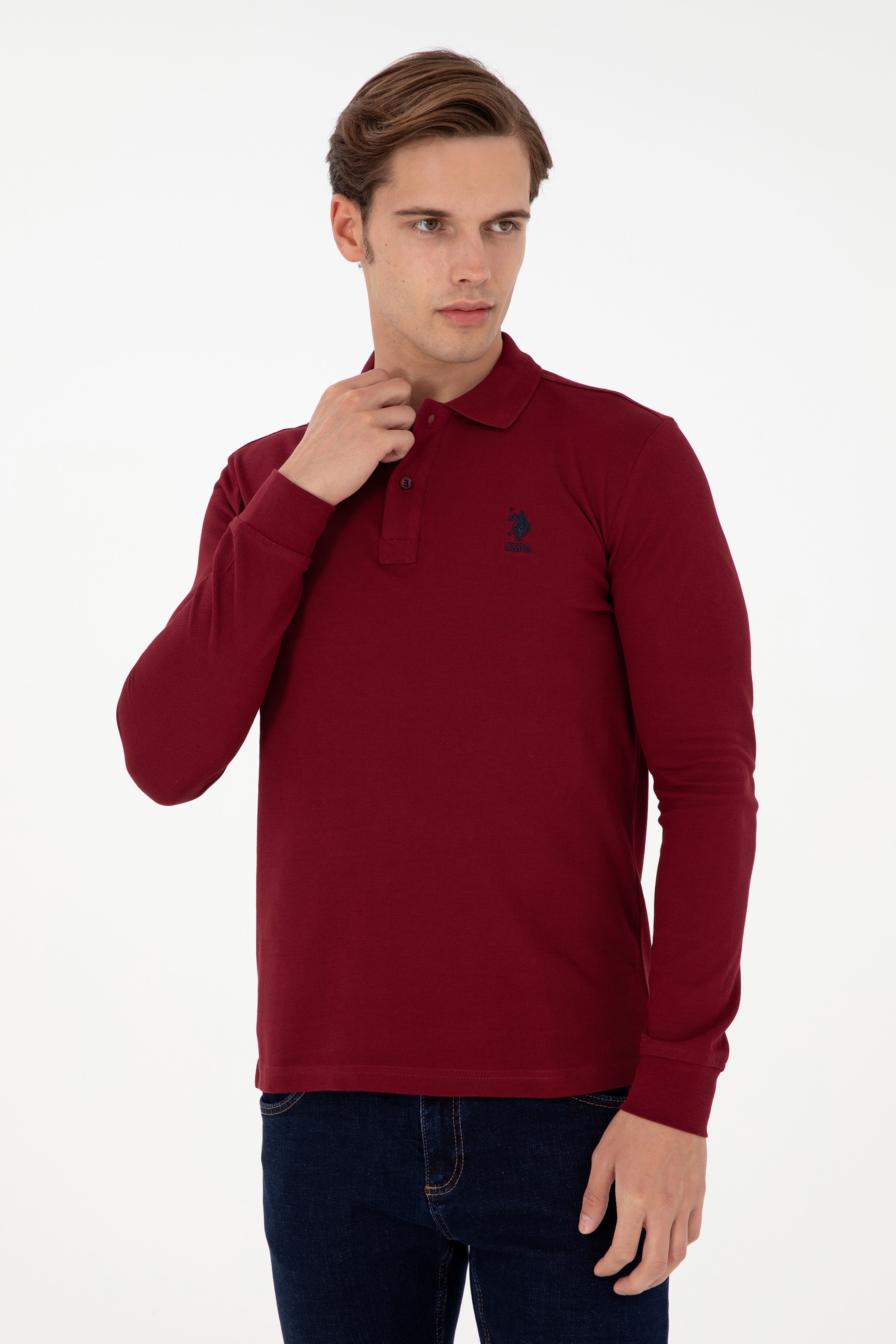 Erkek Bordo Basic Sweatshirt - Image 3