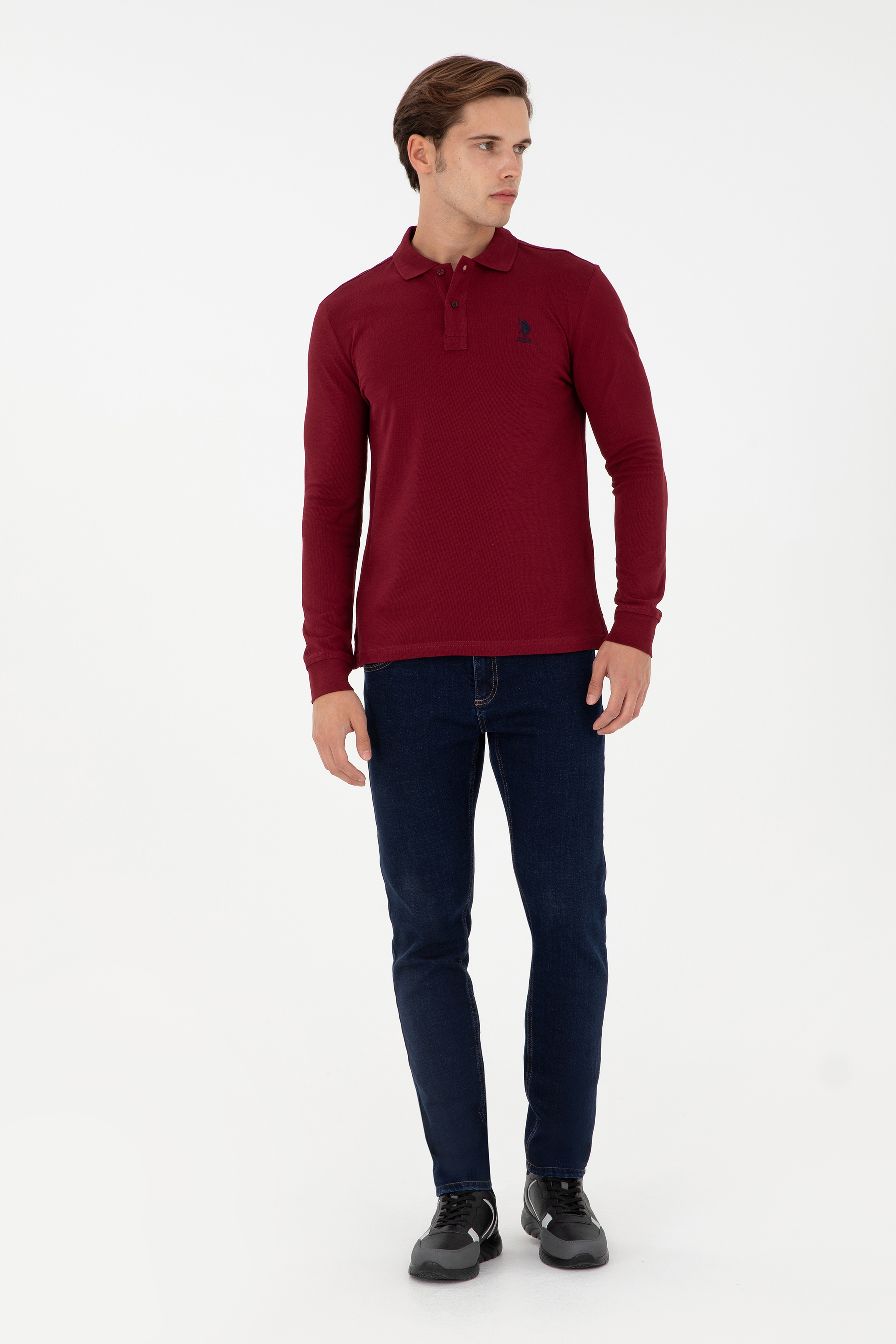 Erkek Bordo Basic Sweatshirt - Image 4