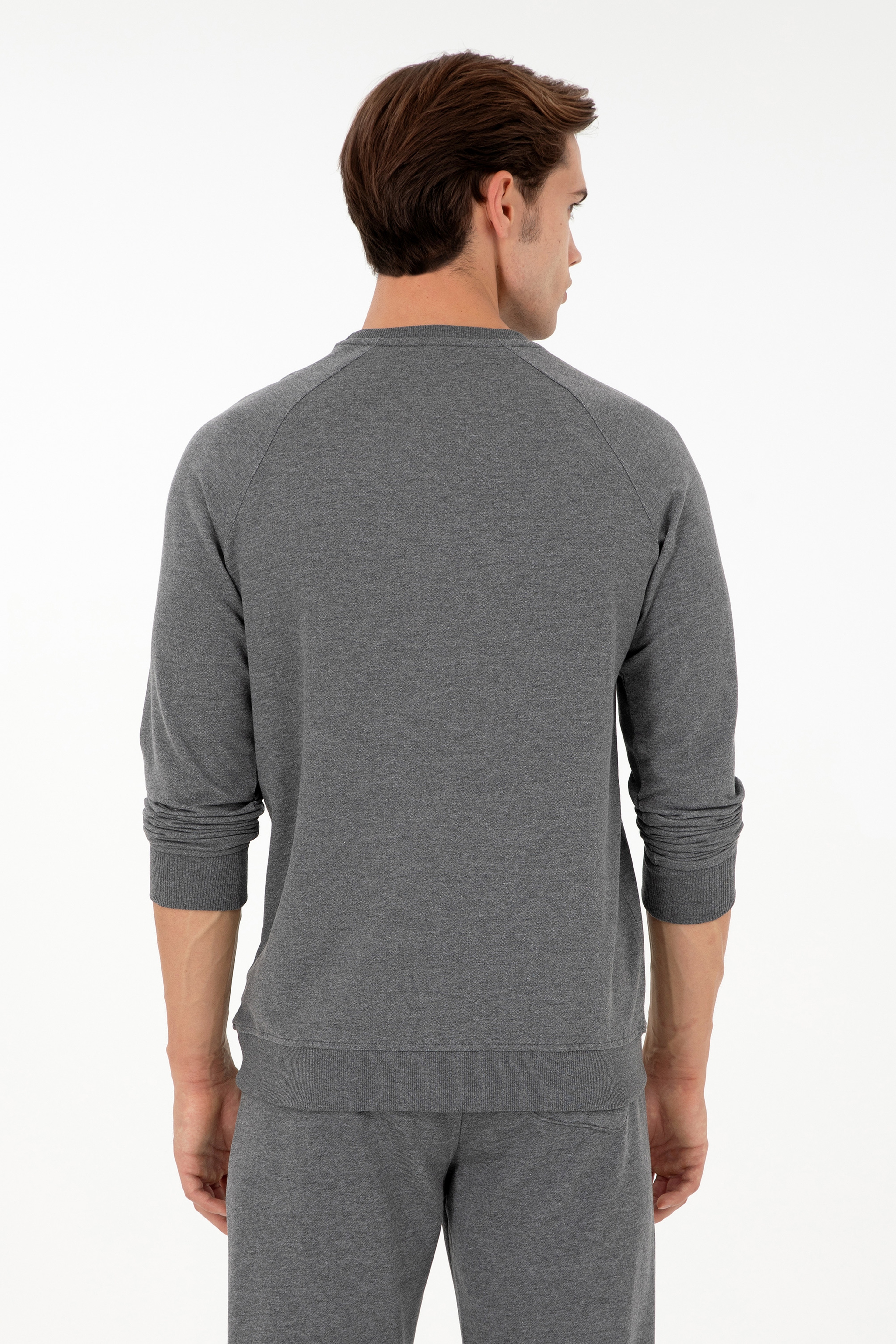 Erkek Antrasit Melanj Basic Sweatshirt - Image 5