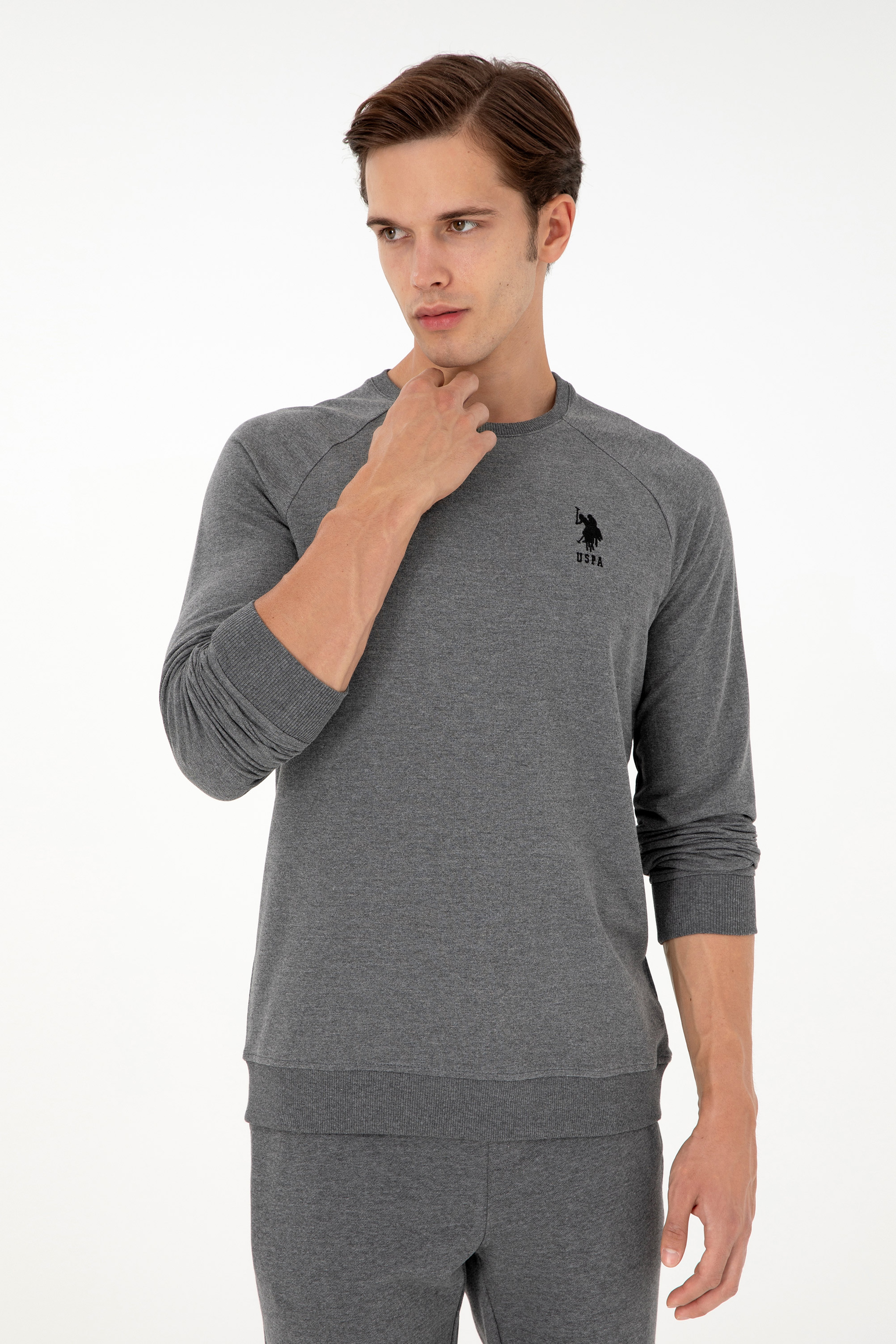 Erkek Antrasit Melanj Basic Sweatshirt - Image 3