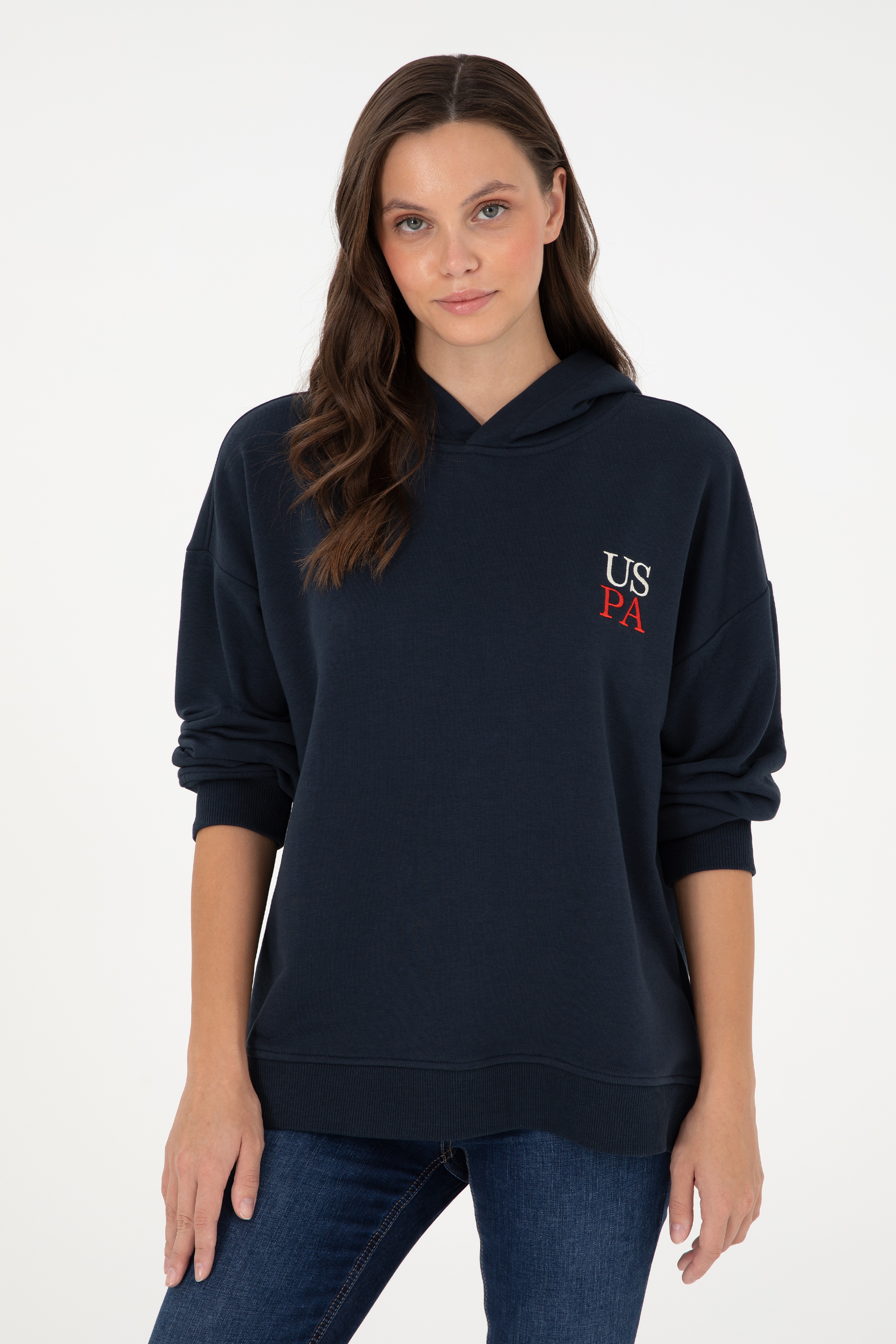 Kadın Lacivert Kapüşonlu Sweatshirt