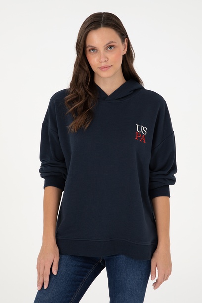 Kadın Lacivert Kapüşonlu Sweatshirt