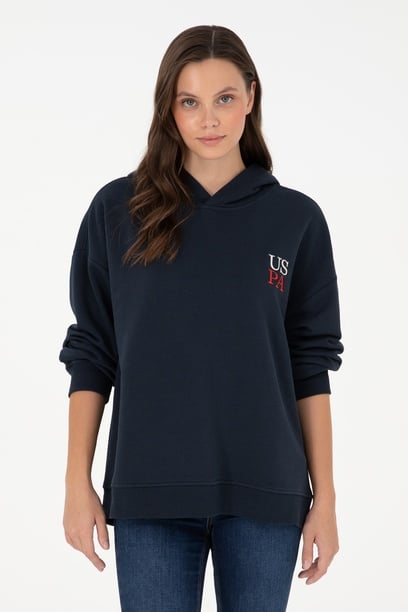 Kadın Lacivert Kapüşonlu Sweatshirt